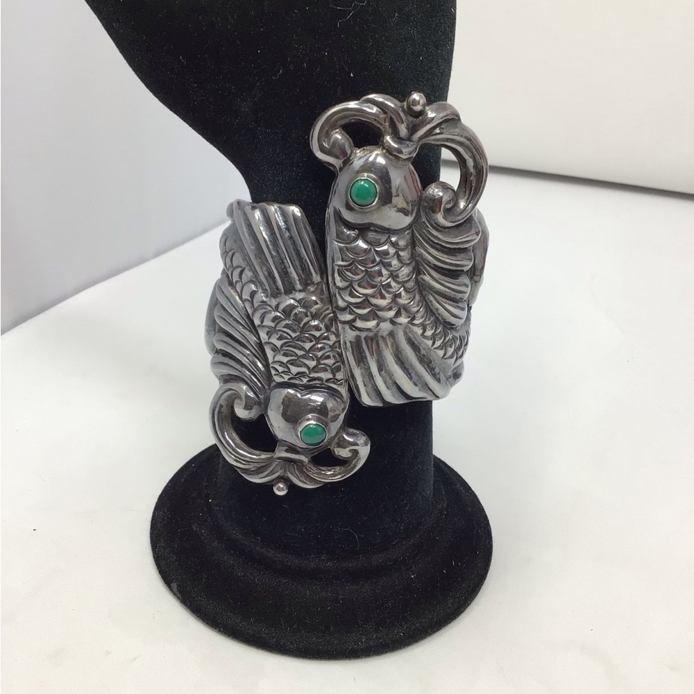 Vintage E. Prichardo mid century Taxco sterling Koi fish cuff/clamper bracelet